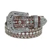 Ctm Women's 1 1/2 Inch Western Rhinestone Belt (plus Size Available) In Brown