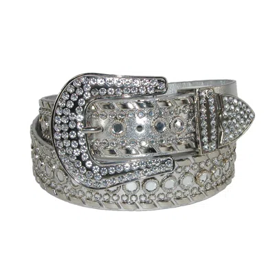 Ctm Women's 1 1/2 Inch Western Rhinestone Belt (plus Size Available) In Silver