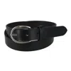 Ctm Women's Adjustable Smooth Leather Dress Belt In Black