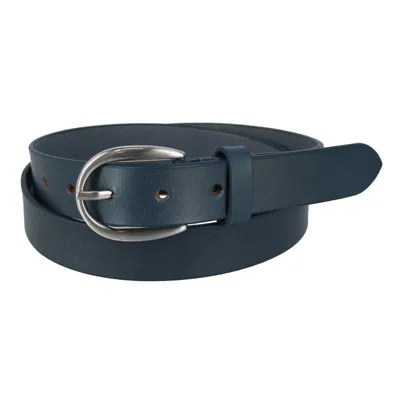 Ctm Women's Adjustable Smooth Leather Dress Belt In Blue