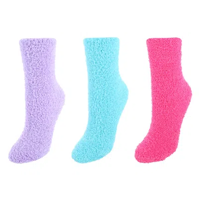 Ctm Women's Assorted Solid Bright Color Warm Fuzzy Socks (3 Pair) In ...