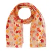 Ctm Women's Autumn Fall Leaf Lightweight Satin Scarf In Beige