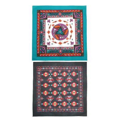 Ctm Women's Aztec And Apache Southwestern Print Bandana Kit (pack Of 2) In Multi