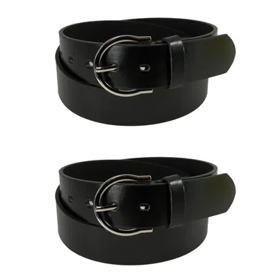 Ctm Women's Basic Bridle Belt Twin Pack In Black