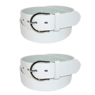 Ctm Women's Basic Bridle Belt Twin Pack In White