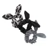 Ctm Women's Black Bow Scrunchie Assorted Set In Black