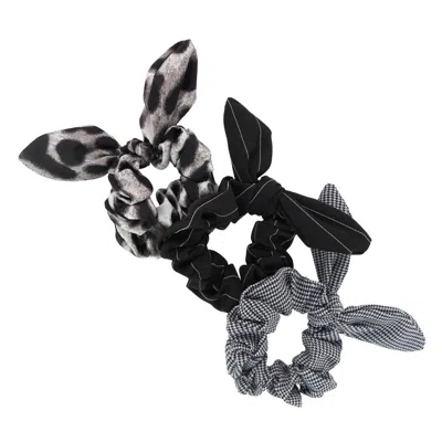 Ctm Women's Black Bow Scrunchie Assorted Set