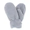 Ctm Women's Boucle Teddy Mittens With Gathered Wrist In Grey