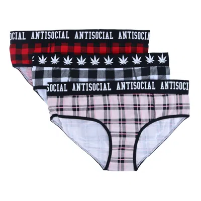 Ctm Women's Boy Leg Plaid Underwear (pack Of 3) In Multi
