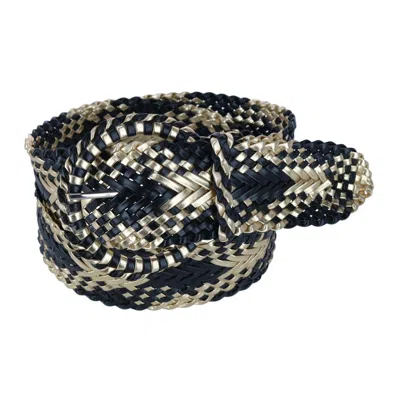 Ctm Women's Braided Plaid Wide Belt With Matching Buckle In Multi