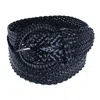 Ctm Women's Braided Wide Belt With Matching Buckle In Black