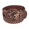 Ctm Women's Braided Wide Belt With Matching Buckle In Brown