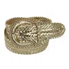 Ctm Women's Braided Wide Belt With Matching Buckle In Gold