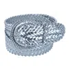 Ctm Women's Braided Wide Belt With Matching Buckle In Silver
