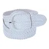 Ctm Women's Braided Wide Belt With Matching Buckle In White
