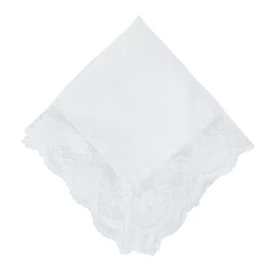 Ctm Women's Bridal Dress Lace And Linen Handkerchief In White