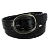 Ctm Women's Center Bar Buckle Belt With Flowers In Black