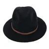 Ctm Women's Chenille Ribbed Knit Fedora With Hatband In Black