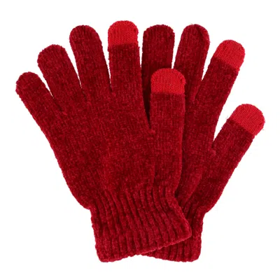 Ctm Women's Chenille Winter Gloves In Red