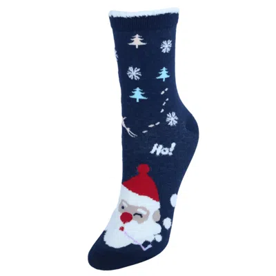 Ctm Women's Christmas Santa Claus Crew Socks (1 Pair) In Blue