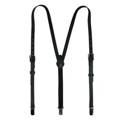 Ctm Women's Coated Leather 1/2 Inch Clip-end Suspenders In Black