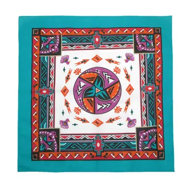 Ctm Women's Cotton Aztec Turquoise Bandanas In Blue