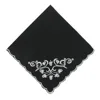 Ctm Women's Cotton Black And White Floral Scroll Handkerchief In Black