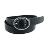 Ctm Women's Croc Print Center Bar Buckle Belt In Black