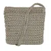 Ctm Women's Crochet Crossbody Handbag In Grey
