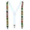 Ctm Women's Day Of The Dead Skull Print Clip-end Suspenders In Orange