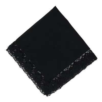 Ctm Women's Ebony Lace Border Handkerchief In Black