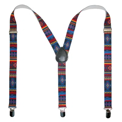 Ctm Women's Elastic Aztec Pattern Clip-end Suspenders In Multi