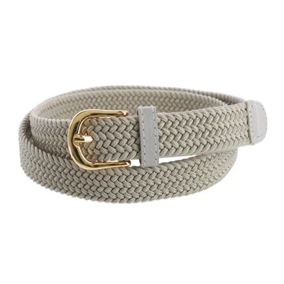 Ctm Women's Elastic Braided Stretch Belt In Beige