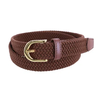 Ctm Women's Elastic Braided Stretch Belt In Brown