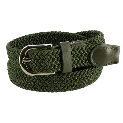 Ctm Women's Elastic Braided Stretch Belt In Green