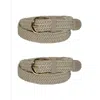 Ctm Women's Elastic Braided Stretch Belt (pack Of 2) In Beige