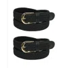 Ctm Women's Elastic Braided Stretch Belt (pack Of 2) In Black