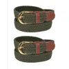 Ctm Women's Elastic Braided Stretch Belt (pack Of 2) In Green