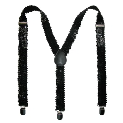 Ctm Women's Elastic Sequins Clip-end Suspenders In Black