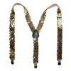 Ctm Women's Elastic Sequins Clip-end Suspenders In Gold
