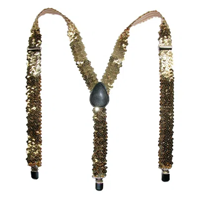 Ctm Women's Elastic Sequins Clip-end Suspenders In Gold