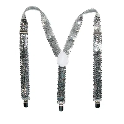 Ctm Women's Elastic Sequins Clip-end Suspenders In Silver