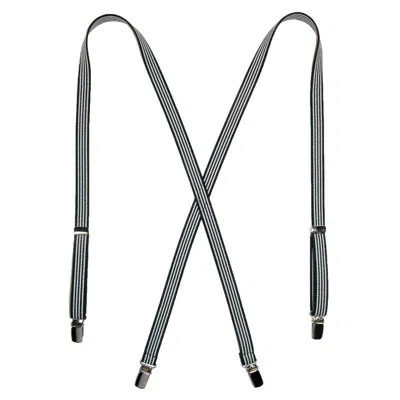 Ctm Women's Elastic X-back 3/4 Inch Black And White Pinstripe Suspenders In Multi