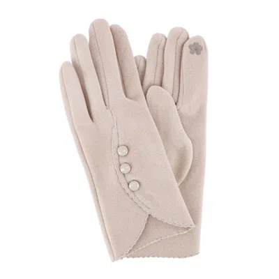 Ctm Women's Faux Suede Fleece Lined Touchscreen Gloves In Beige