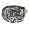 Ctm Women's Fleur De Lis Studded Rhinestone Belt In Brown