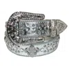 Ctm Women's Fleur De Lis Studded Rhinestone Belt In Silver