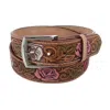 Ctm Women's Floral Embossed Western Belt In Multi