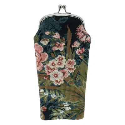 Ctm Women's Floral Print Tapestry Glasses Case In Blue