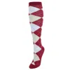 Ctm Women's Fun Colored Argyle Plaid Knee High Socks (1 Pair) In Red