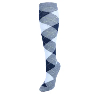 Ctm Women's Fun Colored Argyle Plaid Knee High Socks (1 Pair) In Grey